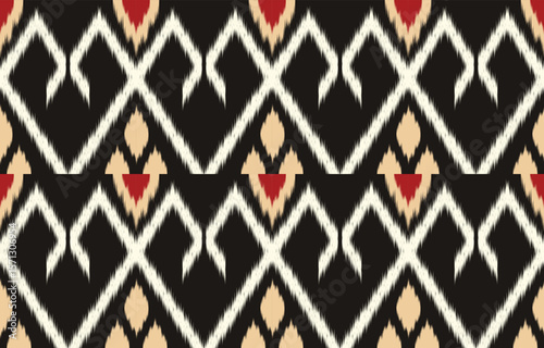 Geometric ethnic oriental ikat seamless pattern  color oriental. Aztec ornament print. Design for background ,curtain, carpet, wallpaper, clothing, wrapping, Batik, vector illustration.