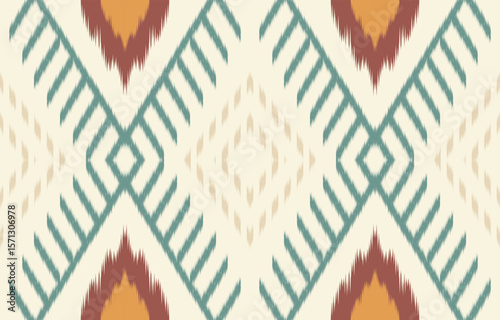 Geometric ethnic oriental ikat seamless pattern  color oriental. Aztec ornament print. Design for background ,curtain, carpet, wallpaper, clothing, wrapping, Batik, vector illustration.