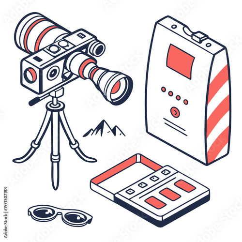 Isometric Illustration of Filmmaking Equipment
