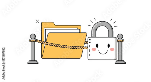 Secure your important digital documents with a cute and friendly lock protecting your folder