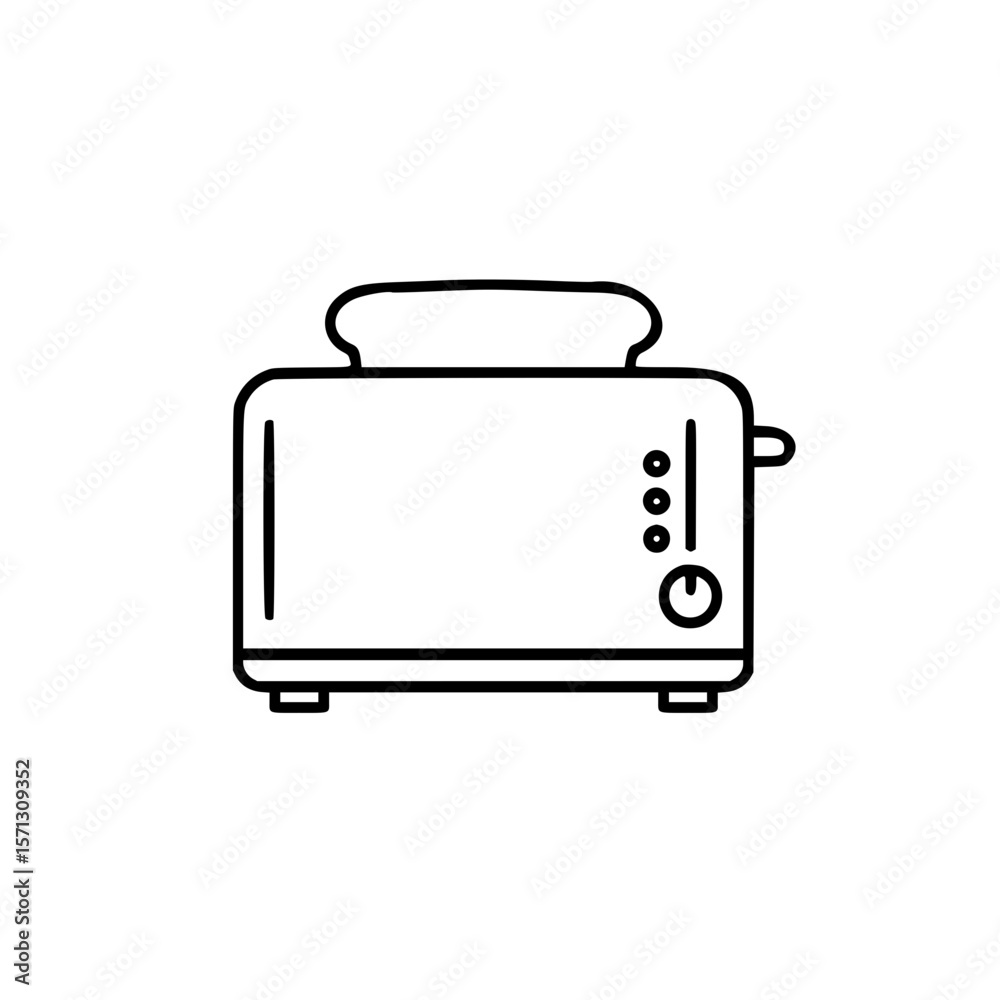 Simple linear vector icon of a kitchen toaster in monochrome style  