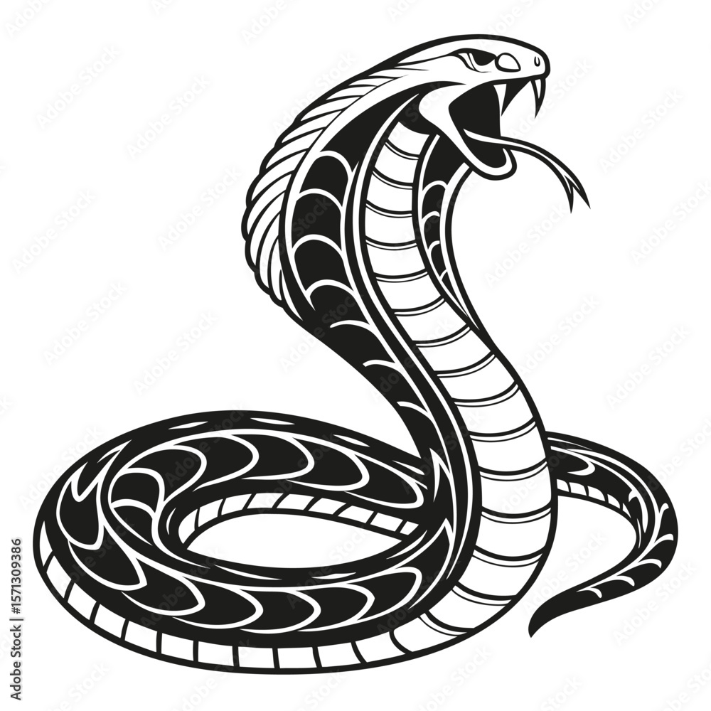 Fototapeta premium Fierce Cobra Snake Art Design Illustration