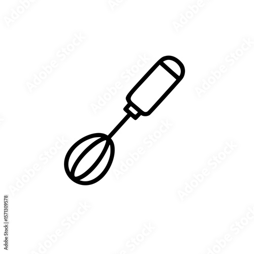 Whisk kitchen tool icon in simple linear vector style  
