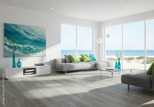 Wallpaper Mural Modern Beach House Interior with Minimalist Decor and Ocean-Inspired Accents Torontodigital.ca