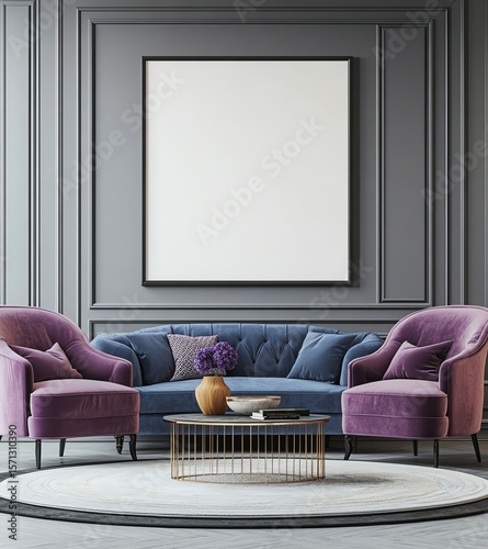 Elegant living room featuring stylish furniture and decorative elements.