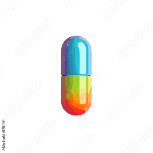 Colorful gradient capsule illustration on a white background with copy space