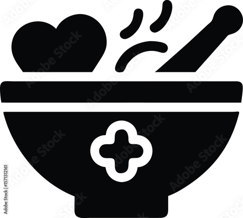 Herbal medicine mortar and pestle icon