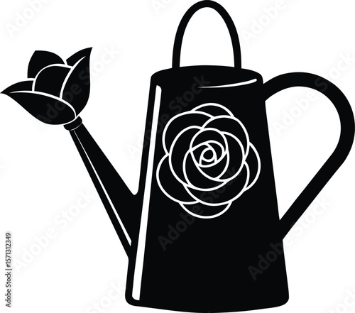 watering can rose on white background.eps