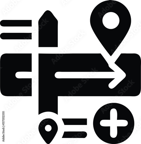 Navigation route planning location and map icon