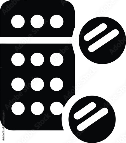 Medication pills and tablet package icon