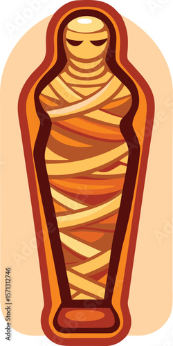 Egyptian mummy sarcophagus vector illustration ancient burial