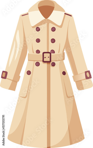 Beige trench coat with dark buttons and belt clothing fashion