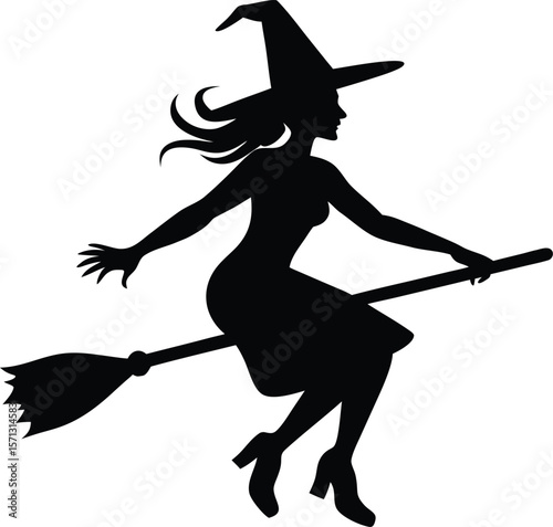 witch broom on white background.eps