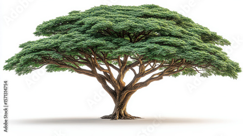 A stunning tree with a wide, lush canopy showcases the beauty of nature, offering a serene atmosphere. Perfect for themes of growth, tranquility, and outdoor scenery