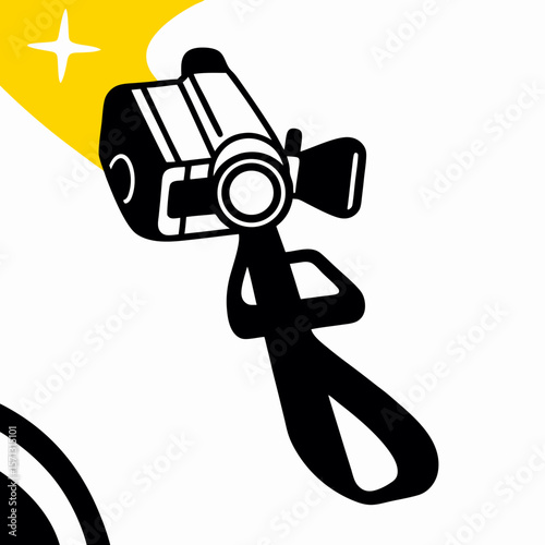 Retro Camcorder Icon, Vintage Video Camera Graphic, 80s Style Filmmaking Illustration