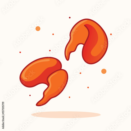 Orange abstract shapes with red outlines and small dots vector