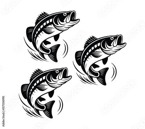 swordfish Jumping Fish Vector Jumping Fish Silhouettes on White Background