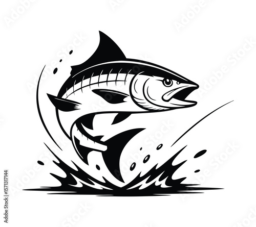 swordfish Jumping Fish Vector Jumping Fish Silhouettes on White Background