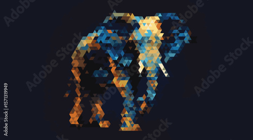 Geometric elephant abstract mosaic triangles
