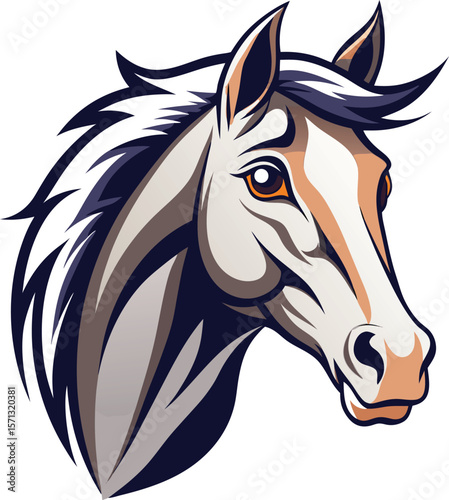 Black vector silhouette of a wild horse head illustration, perfect for a tribal tattoo design or equestrian symbol