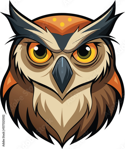 Cute brown owl character vector on white background