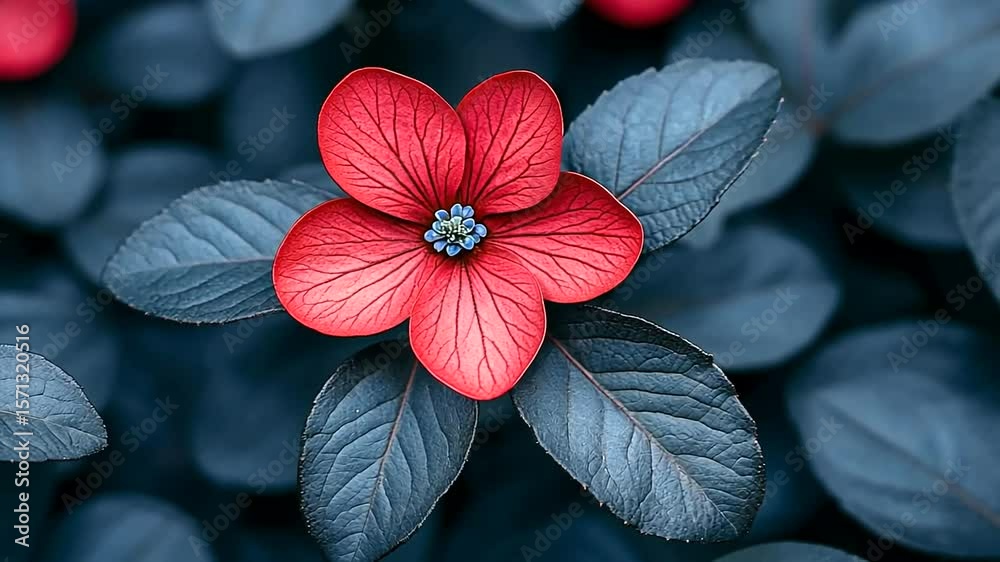 Elegant red flower mosaic pattern with a captivating botanical arrangement in close up view