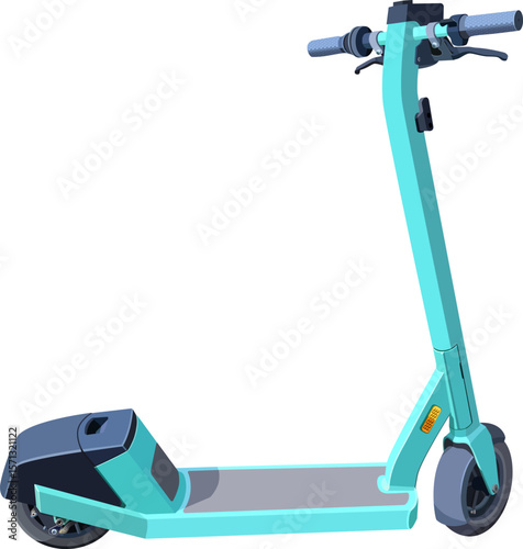 Electric scooter blue color in flat style, balance bike, modern city ecological transport, scooter icon, vector illustration