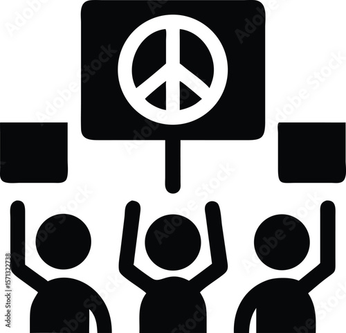People protesting for peace symbol