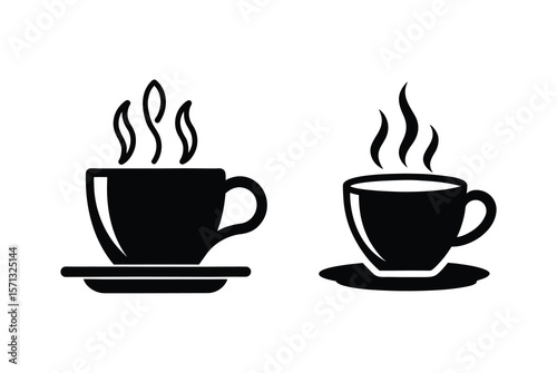 set of cup of coffee tea coffee cup icon vector art 