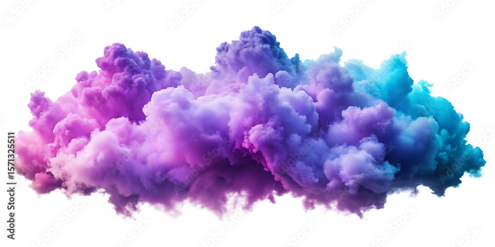Fototapeta premium Vibrant purple and blue smoke clouds with wispy edges isolated on a transparent background pink