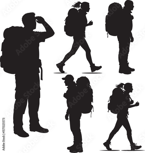 Trekking traveler silhouette
