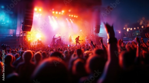 Rock festival crowd enjoys live music