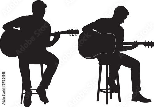 silhouette of a man with guitar