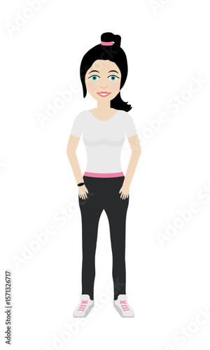 Female Sports Character – Front View – Animation-Ready Vector Mascot for Motion Design