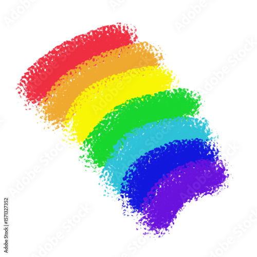 Colorful rainbow graphic in vibrant pastel shades on white background  