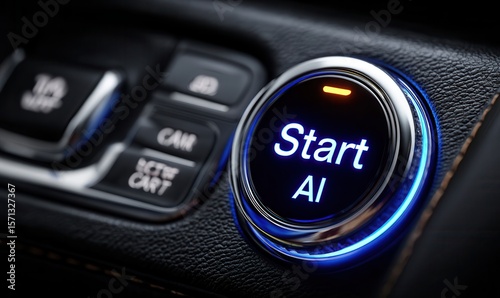 Start ai illuminated button on leather