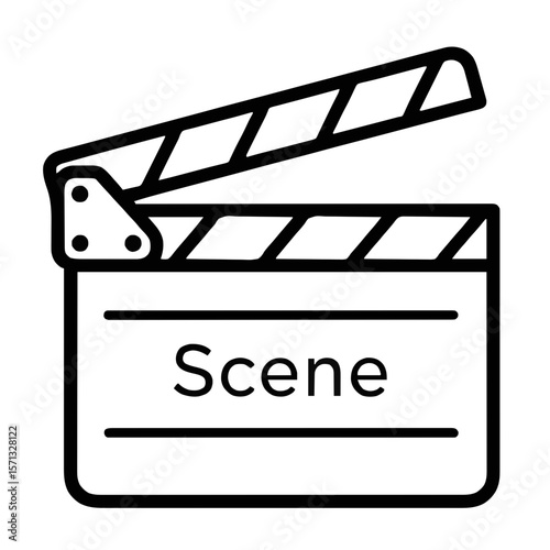 Minimal Clapperboard Icon with “Scene” Label – Suitable for Film, Shoot, Edit, and Video Production Concept Visuals