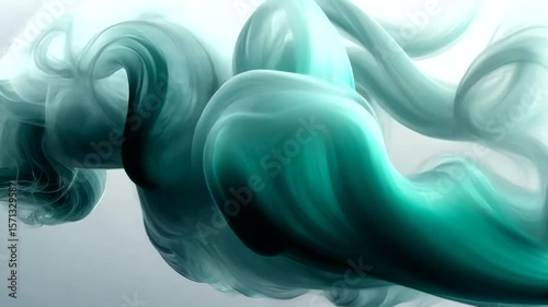 Elegant teal smoke animation, a captivating fluid motion design, suitable for abstract visuals