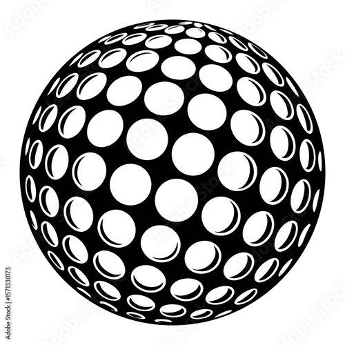 Black golf ball dimples pattern isolated on white background