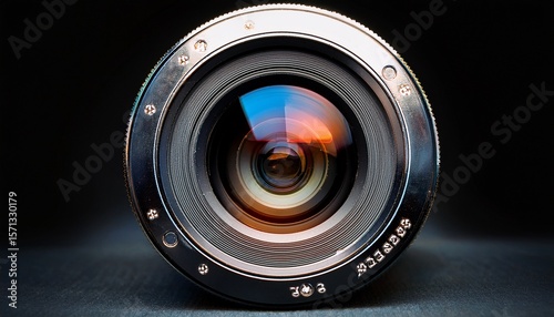 a close up of a camera lens with a black background the lens is the main focus of the image and the black background emphasizes its importance concept of mystery and intrigue