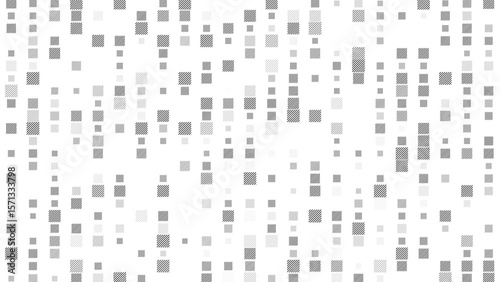 Seamless halftone pattern with abstract square blocks on white background. Minimal geometric grid texture for modern backgrounds, layouts, and tech-style designs.