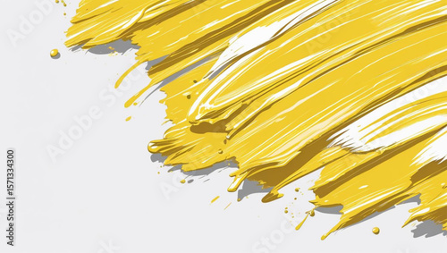  Thick Yellow Paintbrush Stroke with Visible Texture – Vibrant Acrylic Brush Effect
