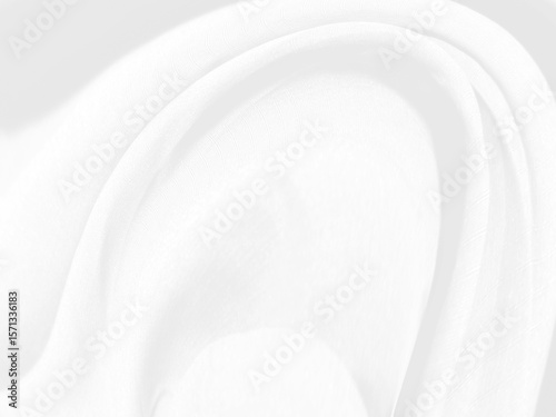 Clean woven decorative fashion textile soft fabric white abstract smooth curve shape background