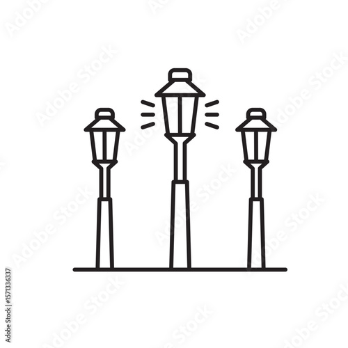 Street light icon, Light poles Symbol Outline icon Transparent background