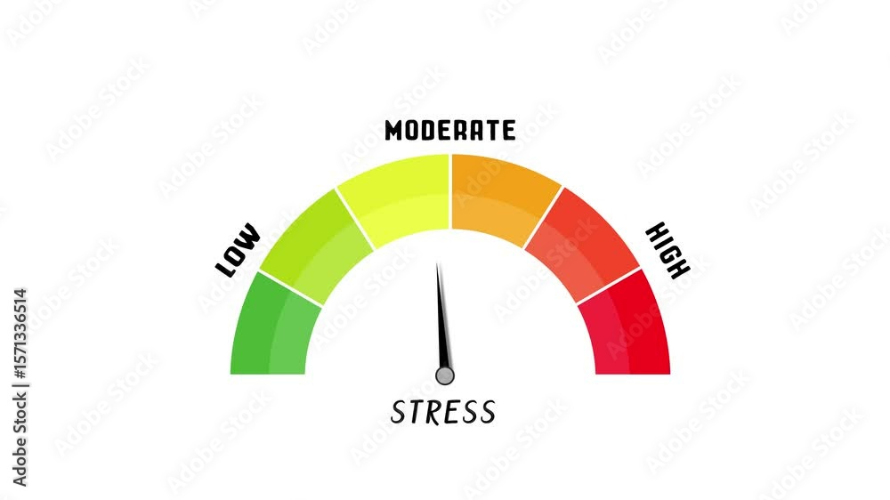 Stress Scale Level Meter Meter Animation. Indicator icon from above on ...