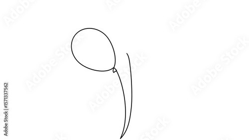 Flying balloons continuous line drawing animation. Birthday gift symbol animated video.