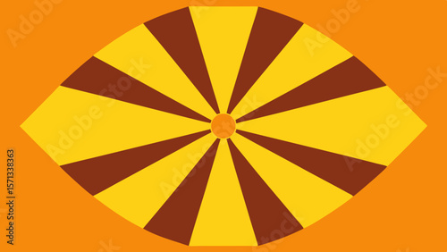 Abstract sunburst pattern with orange and brown colors on a solid orange background