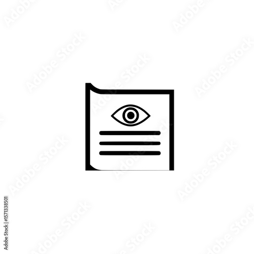 Text Document Icon with Eye Symbol for Content Preview Visibility or Read Access Illustration