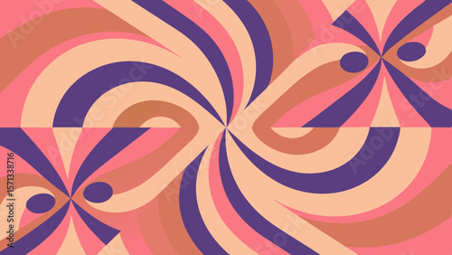 Retro swirl pattern with pink purple and peach colors