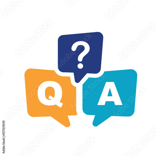 FAQ, Q and A questions and answers icon. 